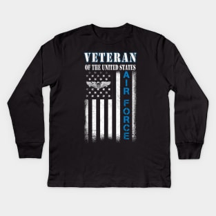 US Air Force Veteran Military T-Shirt Air Force Vintage Basic Kids Long Sleeve T-Shirt